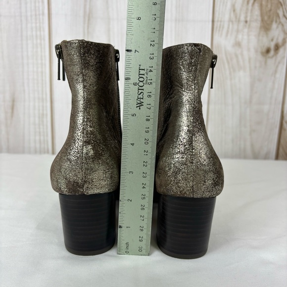 Kenneth Cole Ankle Boots Distressed Brown Silver Metallic Chunky Heel Size 8.5 - Picture 15 of 16